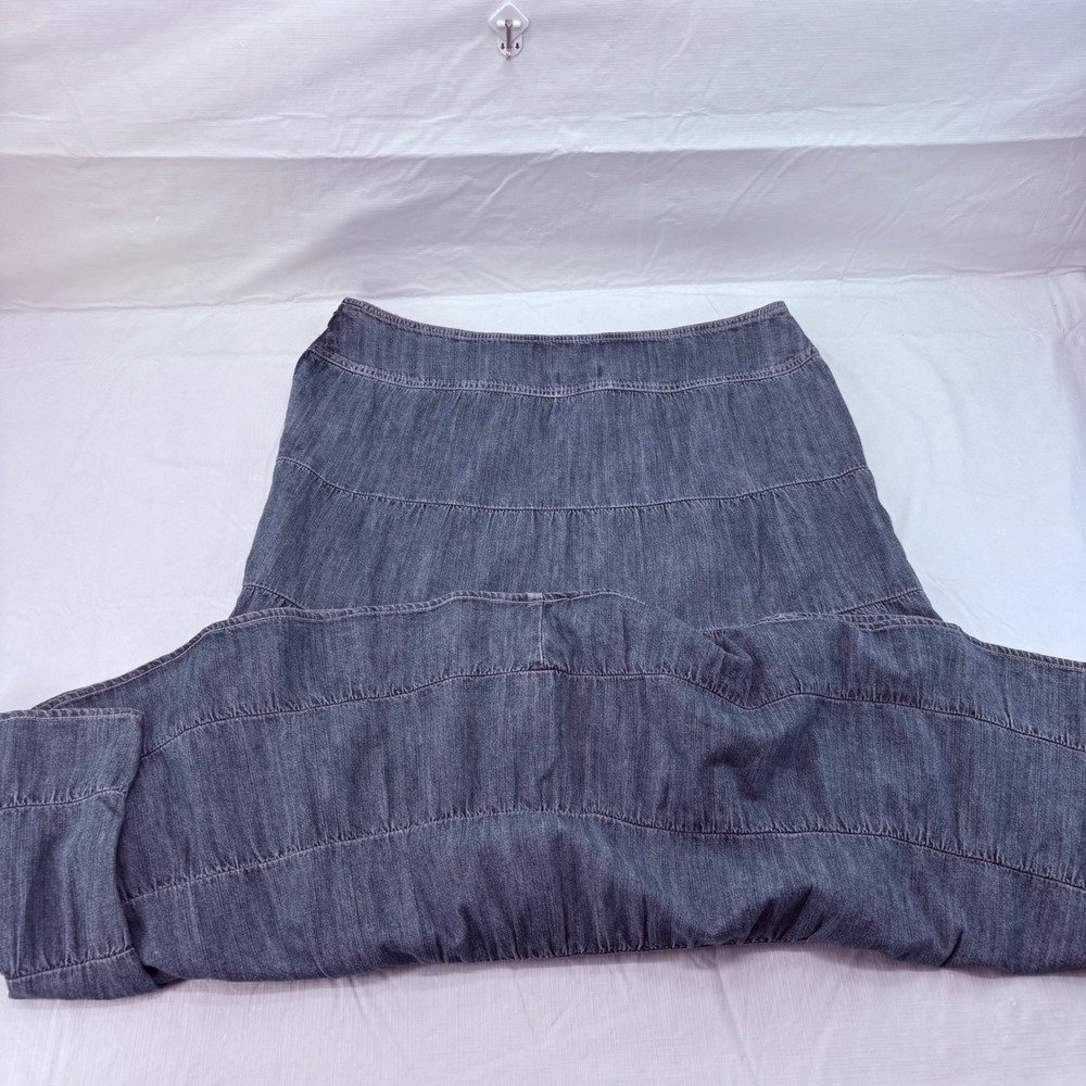 Live a Little Women Blue Denim Tiered Midi Skirt Size 14 Cotton Boho 04482-4922